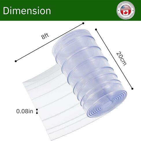شرائط باب بديلة من مادة PVC ستارة فينيل شفافة شريط واحد بطول 8 أقدام شرائط بديلة لباب المستودعات بيت الكلب أو بيت الكلب رفرف باب شديد التحمل بعرض 300 مم × طول 8 أقدام in Kuwait