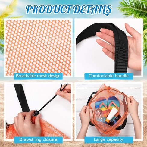 18 Pcs Mesh Beach Pool Tote Bags Bulk, Cute Drawstring Bag Large Swim Beach Toy Organizer Dopamine for Women Men Travel Lightweight Pool Essentials for Outdoor Swim Travel Shopping Gym in Saudi Arabia