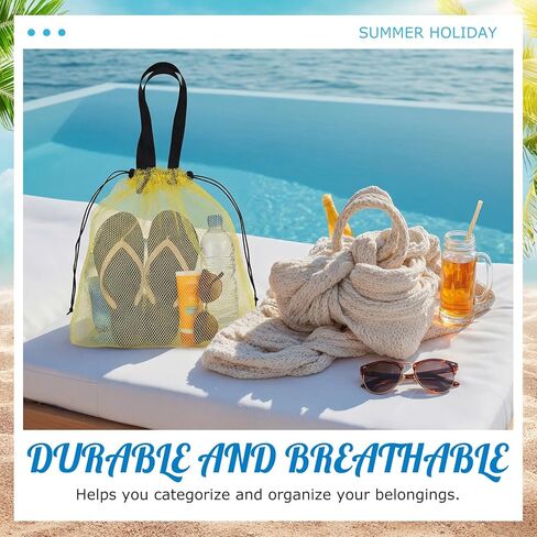 18 Pcs Mesh Beach Pool Tote Bags Bulk, Cute Drawstring Bag Large Swim Beach Toy Organizer Dopamine for Women Men Travel Lightweight Pool Essentials for Outdoor Swim Travel Shopping Gym in Saudi Arabia