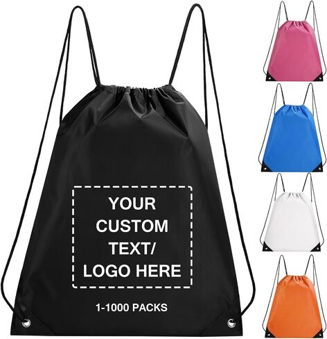 Fyore Custom Drawstring Bags with Logo, 10/50/100 Pack Bulk Personalized String Backpacks for Gym, Sports, Events, Travel, Daily Use, Business Activities in Saudi Arabia