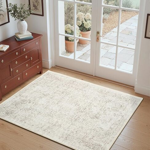 2x6 Washable Runner Rug, Non-Slip Hallway Runner Rugs, Low Pile Vintage Area Rug for Kitchen Hallway Entryway Bathroom Bedroom Carpet, Grey in Saudi Arabia