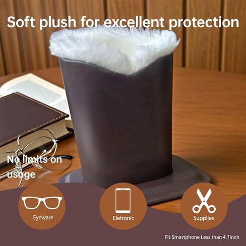 Eyeglasses Holder Stand with Plush Lining, Leather Storage Case for Desk, Nightstand, Office in Saudi Arabia
