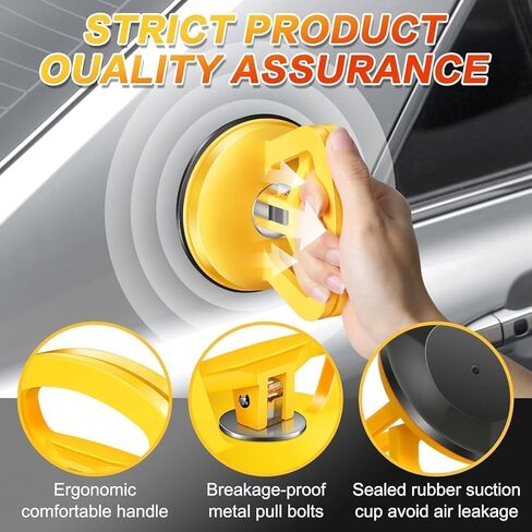 سيارة دنت بولير 3 حزمة دنت بولير مجموعة إزالة دنت السيارة القوية شفط كأس دنت بولير لإصلاح دنت السيارة أداة إزالة دنت لجسم السيارة، رفع البلاط، الأشياء المتحركة، الشاشة (أصفر + أسود) in Kuwait