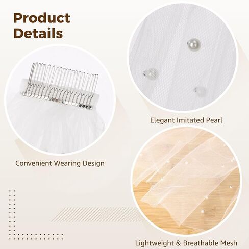 Wedding Veil Cathedral Length, Pearl Bridal Veil, White 1 Tier Wedding Veil, Elegant Bridal Veil for Wedding, Length 9.8 ft / 3 m in Saudi Arabia