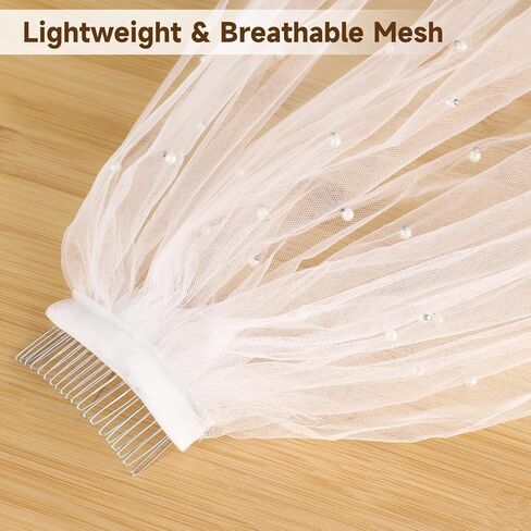 Wedding Veil Cathedral Length, Pearl Bridal Veil, White 1 Tier Wedding Veil, Elegant Bridal Veil for Wedding, Length 9.8 ft / 3 m in Saudi Arabia