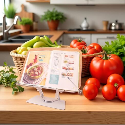 (15.4 × 11 بوصة) حامل كتب كبير من الخيزران لقراءة الكتب مع قواعد دوارة 360 درجة، صينية حامل كتب قابلة للتعديل لمجلة الكتب المدرسية الكبيرة بدون استخدام اليدين في السرير، حامل الكتب المدرسية، حامل كتب الطبخ in Kuwait