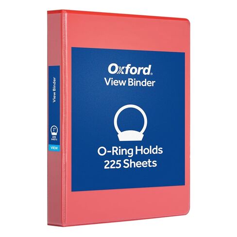 Oxford 1 Inch Binder, Durable 3 Ring 1 Inch with View Cover, XtraLife Hinge, Non-Stick PVC-Free, Red, 225-Sheet Capacity, Single Binder (1017671) in Saudi Arabia