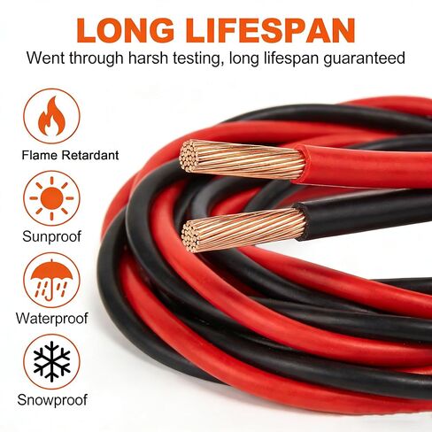 16 سلك قياس 50 قدم، 16 AWG أحمر وأسود 2 موصل سلك مكبر صوت مطلي بالنحاس من الألومنيوم سلك كهربائي للسيارات 16/2 لـ 12 فولت/24 فولت تيار مستمر، السيارات، صوت السيارة، المسرح المنزلي، شرائط LED، الإضاءة in Kuwait