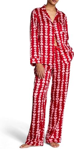 Victoria's Secret Satin Pajama Set, Long Sleeve Button Down Shirt & Pants, Sleepwear for Women (XS-XXL) in Saudi Arabia