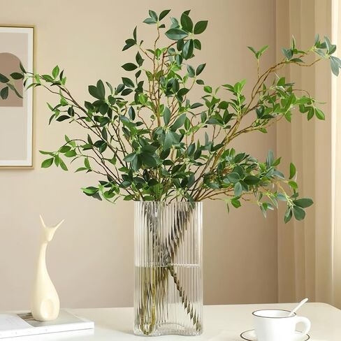 4Pcs Artificial Greens Branches for Vase, 27" Faux Twigs Tree Stems, Fake Plants Tree Branches for Home Decor, Fake Ficus Twigs for Office Wedding Shop Vase Fillers Banquet Decoration in Saudi Arabia