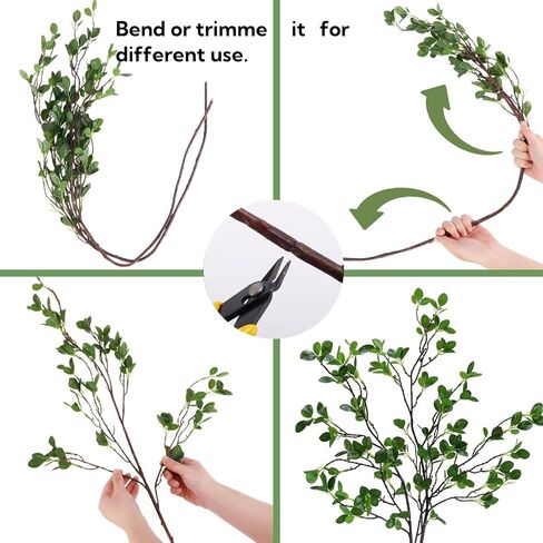 4Pcs Artificial Greens Branches for Vase, 27" Faux Twigs Tree Stems, Fake Plants Tree Branches for Home Decor, Fake Ficus Twigs for Office Wedding Shop Vase Fillers Banquet Decoration in Saudi Arabia