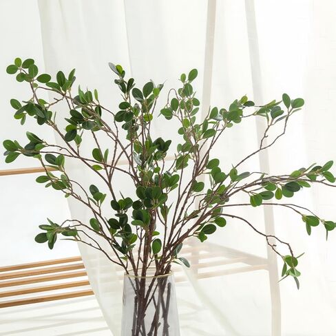 4Pcs Artificial Greens Branches for Vase, 27" Faux Twigs Tree Stems, Fake Plants Tree Branches for Home Decor, Fake Ficus Twigs for Office Wedding Shop Vase Fillers Banquet Decoration in Saudi Arabia