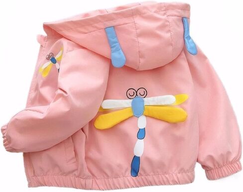 Vinmin Toddler Hooded Jacket Cartoon Dragonfly Zip Coat Little Girls Jacket Thin Fashion for Spring Autumn in Saudi Arabia