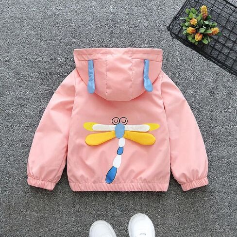 Vinmin Toddler Hooded Jacket Cartoon Dragonfly Zip Coat Little Girls Jacket Thin Fashion for Spring Autumn in Saudi Arabia