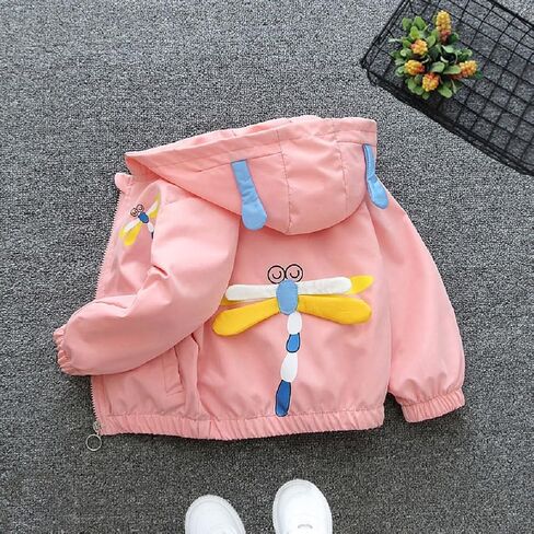 Vinmin Toddler Hooded Jacket Cartoon Dragonfly Zip Coat Little Girls Jacket Thin Fashion for Spring Autumn in Saudi Arabia