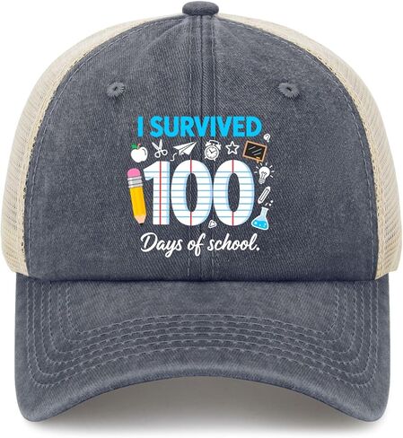 I Survived 100 Days of School Hats for Men Vintage Washed Distressed Baseball in Saudi Arabia