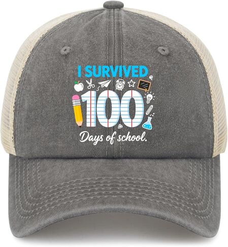 I Survived 100 Days of School Hats for Men Vintage Washed Distressed Baseball in Saudi Arabia
