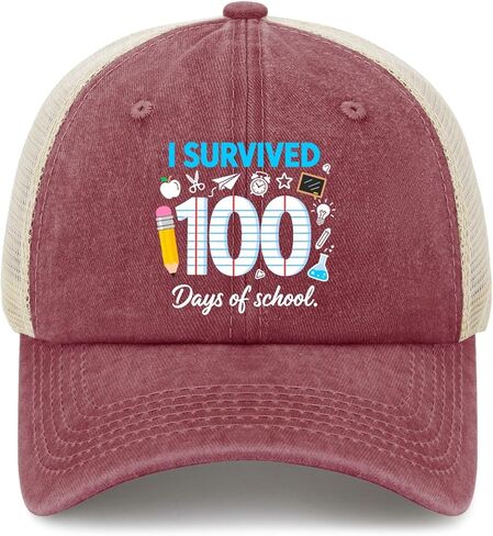 I Survived 100 Days of School Hats for Men Vintage Washed Distressed Baseball in Saudi Arabia