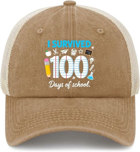 I Survived 100 Days of School Hats for Men Vintage Washed Distressed Baseball in Saudi Arabia