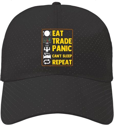 قبعة EAT Trade Panic Can't Sleep المتكررة للرجال من لعبة البيسبول المتعثرة والمغسولة بشكل رائع in Kuwait