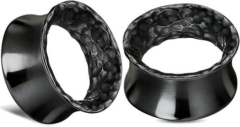 LADEMAYH 2Pcs Hammered Design Ear Plugs Tunnels Gauges, 0g-3/4inch Double Flared Saddle Gauges for Ears, Hypoallergenic Surgical Stainless Steel 316L Ear Stretching Body Jewelry in Saudi Arabia