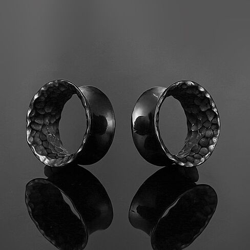 LADEMAYH 2Pcs Hammered Design Ear Plugs Tunnels Gauges, 0g-3/4inch Double Flared Saddle Gauges for Ears, Hypoallergenic Surgical Stainless Steel 316L Ear Stretching Body Jewelry in Saudi Arabia