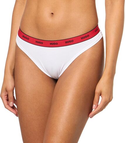 HUGO Women's Contrast Logo Cotton Stretch Thong in Saudi Arabia