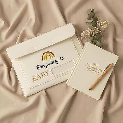 Our Journey to Baby Felt Document Organizer – IVF Gift for Women, Baby Keepsake Folder for Fertility Journey, Pregnancy Paper Storage Pouch with Name Card Slot, A4 File Holder for New Mom Memories in Saudi Arabia