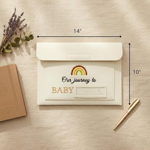 Our Journey to Baby Felt Document Organizer – IVF Gift for Women, Baby Keepsake Folder for Fertility Journey, Pregnancy Paper Storage Pouch with Name Card Slot, A4 File Holder for New Mom Memories in Saudi Arabia