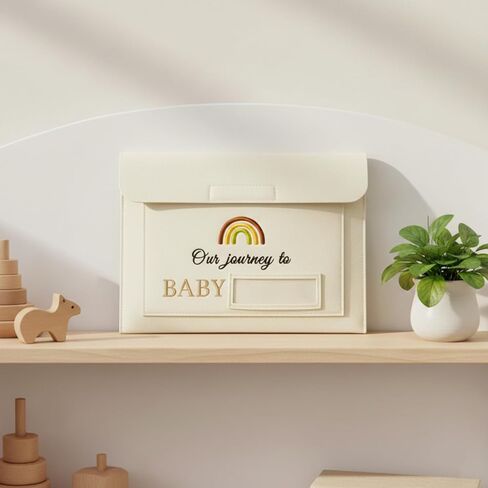 Our Journey to Baby Felt Document Organizer – IVF Gift for Women, Baby Keepsake Folder for Fertility Journey, Pregnancy Paper Storage Pouch with Name Card Slot, A4 File Holder for New Mom Memories in Saudi Arabia