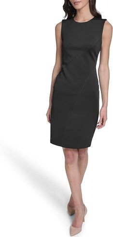 Calvin Klein Women's Sleeveless Round Neck Solid Scuba Straight Sheath Dress in Saudi Arabia
