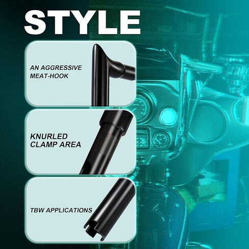 MoKitDora Prewired Street Electra Glide Handlebar 10 بوصة ارتفاع 1.25 بوصة دهون 1 بوصة مشبك Meathook Bar Ape Hanger Baggers لـ Harley Mitre Cut 2016-2023 Ultra Limited FLHX FLHT، أسود لامع in Kuwait