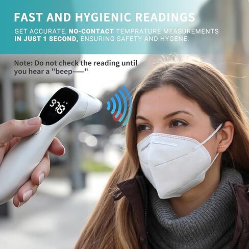 ميزان حرارة مزدوج الوضع للبالغين والأطفال والأطفال - مقياس حرارة رقمي للجبهة والأذن بالأشعة تحت الحمراء، بدون لمس مع إنذار للحمى ونتائج سريعة in Kuwait