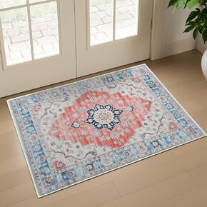 Vintage Entryway 2x3 Rug, Machine Washable Small Medallion Area Rug, Soft Non-Slip Stain Resistance Boho Throw Rugs, Low-Pile Indoor Door Mat for Kitchen Bedroom Hallway Entry, Green in Kuwait