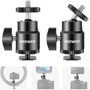 Neewer® سبائك الألومنيوم 360 درجة رأس الكرة الصغيرة الدوارة مع 1/4 بوصة 3/8 بوصة قاعدة تثبيت لكاميرا DSLR مثل كانون ، نيكون ، سوني كاميرا الفيديو / iPhone 6s/6/5S/5/4S/4، Gopro HD Hero 1/2/3/3+/4 in Kuwait