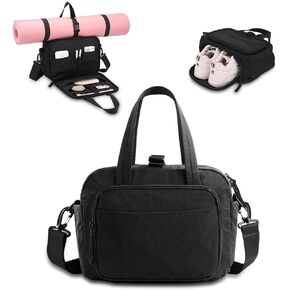 mini gym bag for women, travel duffel bag with wet pockets and Shoe Compartment,Lightweight carry on weekender duffel, water resistant,for sports,yoga,dance,black in Kuwait