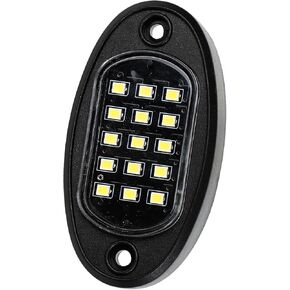 16Pods All Pure White LED Rock Lights Full Kit Plug and Play & Pre Wired 6500K with Switch Wiring Harness Extension Fuse Long Wires, 240Chips Waterproof Underglow 12V for Semi Trucks Pickup Offroad in Kuwait