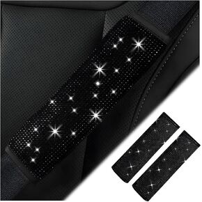 Bling Car Seat Belt Cover, 2PCS Crystal Rhinestone Vehicle Seat Belt Strap Shoulder Cushion Pad for Women, Diamond Automotive Interior Decor Accessories, Universal for Most Cars (Red) in Saudi Arabia