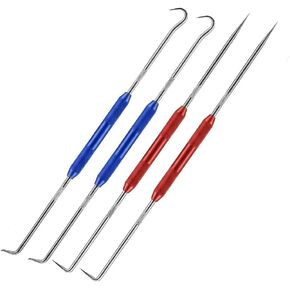 مجموعة خطافات واختيار 4 قطع مع كاتب مدبب مزدوج، اختيار معدني زيتي تلقائي، ساحب ختم حلقي، أدوات وضع علامات خطافية للنجارين والميكانيكيين والفنيين (الأحمر والأزرق، مجموعتان) in Kuwait