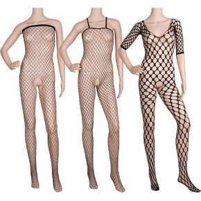 Fengek 3 Packs Fishnet Bodysuit for Women - Crotchless Lingerie Outfits for Couple Dating Nightwear in Saudi Arabia