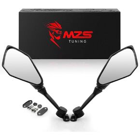 MZS Adventure Motorcycle Mirrors, 10mm 8mm Folable Motorbike Rear View Handlebar Side Mirror with Aluminum Mount Black Fit for Street Dirt Electric Bike Ebike Scooter ATV Quad in Kuwait