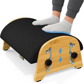 Ergonomic Foot Rest Under Desk at Work, Bamboo Wood Adjustable Foot Stool Under Desk with 6 Positions, Office Footrests with Memory Foam, Leg Rest Used for Car, Home, PC Gaming Accessories in Kuwait