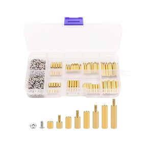 290pcs M2.5 Male Female Hex Brass Spacer Standoff Screw Nut Assortment Kit,12 Sizes,Copper Yellow in Kuwait