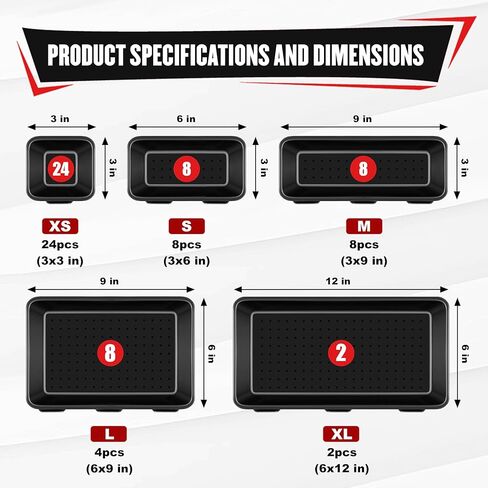 YIYITOOLS 46Pcs Tool Box Organizer Tray Divider Set, Tool Chest Drawer Organizer for Garage Organization and Storage, Workbench Tool Accessory Divider for Tool Cart and Repair Small Parts Storage in Kuwait