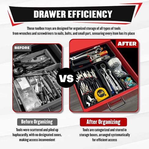 YIYITOOLS 46Pcs Tool Box Organizer Tray Divider Set, Tool Chest Drawer Organizer for Garage Organization and Storage, Workbench Tool Accessory Divider for Tool Cart and Repair Small Parts Storage in Kuwait