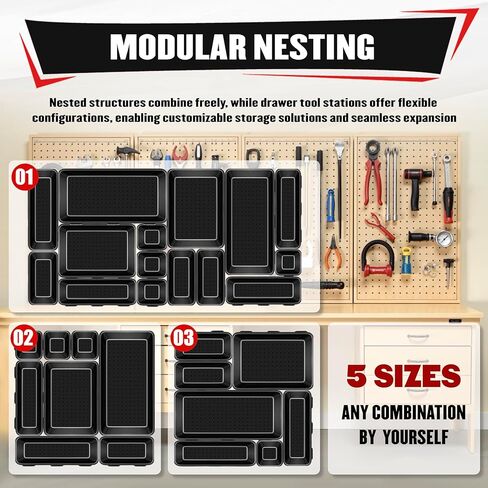 YIYITOOLS 46Pcs Tool Box Organizer Tray Divider Set, Tool Chest Drawer Organizer for Garage Organization and Storage, Workbench Tool Accessory Divider for Tool Cart and Repair Small Parts Storage in Kuwait