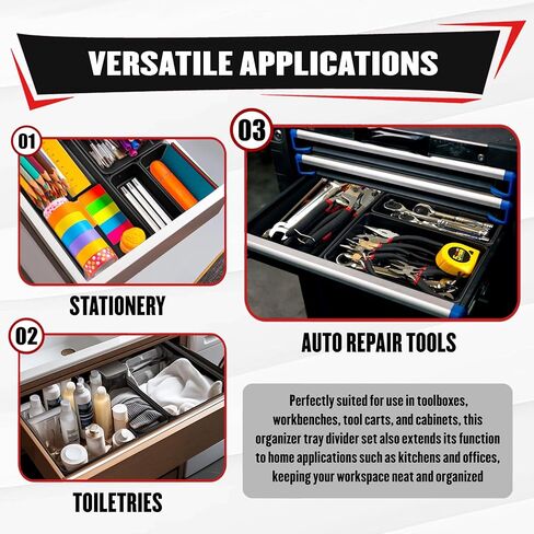 YIYITOOLS 46Pcs Tool Box Organizer Tray Divider Set, Tool Chest Drawer Organizer for Garage Organization and Storage, Workbench Tool Accessory Divider for Tool Cart and Repair Small Parts Storage in Kuwait