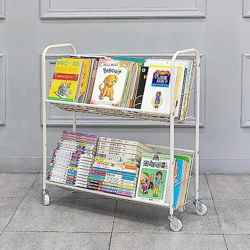 عربة الكتب المتنقلة، منظم رف الكتب المتدحرج، عربة تخزين معدنية بعجلات، رف كتب متعدد الوظائف للمكتب والفصول الدراسية والمكتبة وغرفة الدراسة in Saudi Arabia