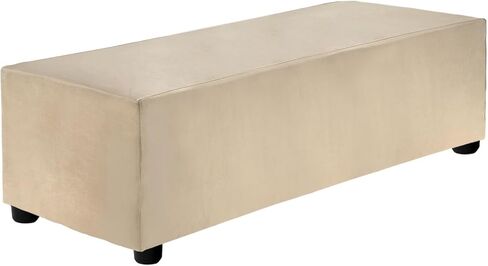 uxcell Stretch Foot Stool Cover Rectangular Square Foot Stool Slipcover with Elastic for Footstool Living Room Bedroom Fit Length 130-160cm / 51.18"-62.99", XL-Large, Taupe in Saudi Arabia