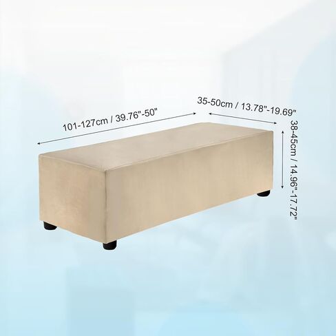uxcell Stretch Foot Stool Cover Rectangular Square Foot Stool Slipcover with Elastic for Footstool Living Room Bedroom Fit Length 130-160cm / 51.18"-62.99", XL-Large, Taupe in Saudi Arabia